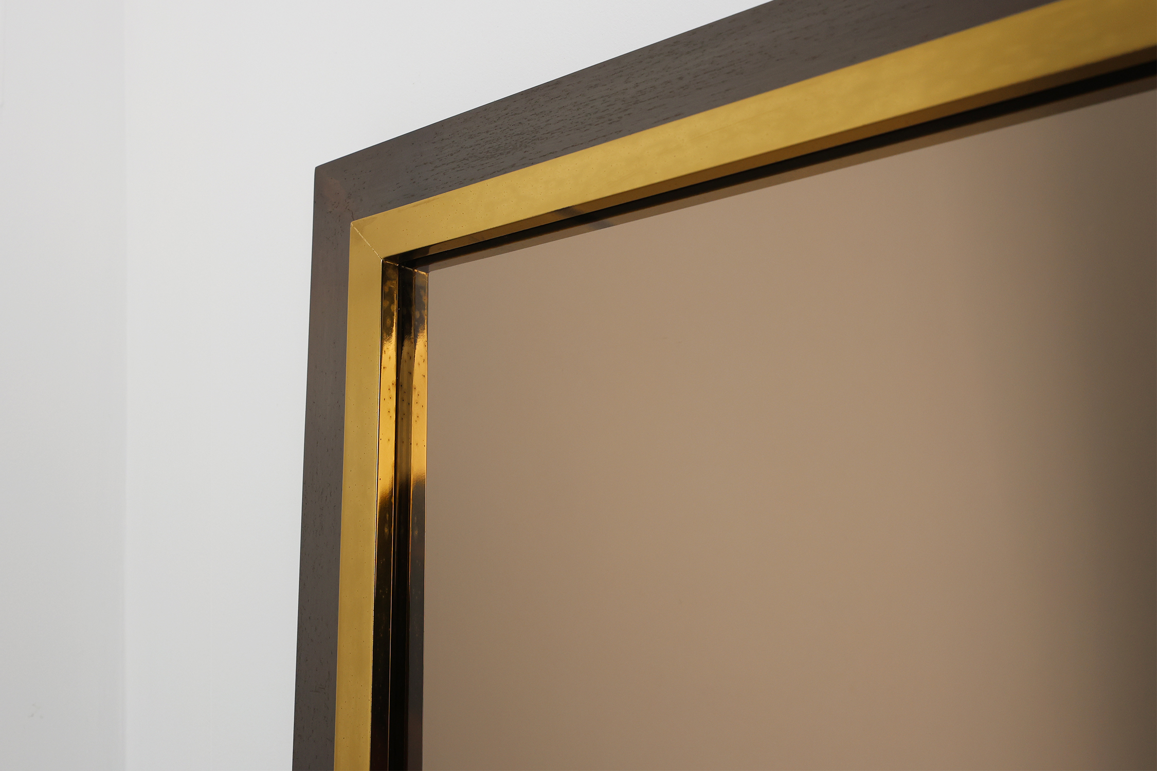 Belgian Mid-Century Belgo Chrome Mirror in Copper and Fumé Glass, 1980sthumbnail